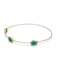 Su Damlası Bilezik - Kök zümrüt 8 ayar altın bilezik (17 cm rose altın rolo zincir) #1999c00