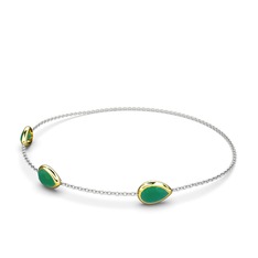 Su Damlası Bilezik - Kök zümrüt 925 ayar altın kaplama gümüş bilezik (17 cm beyaz altın rolo zincir) #1iwjr3q