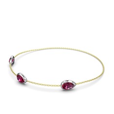 Su Damlası Bilezik - Rodolit garnet 18 ayar beyaz altın bilezik (17 cm altın rolo zincir) #1l9vi07