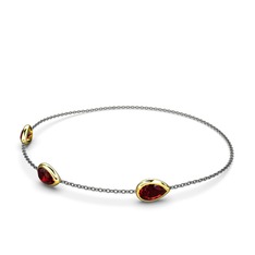 Su Damlası Bilezik - Garnet 14 ayar altın bilezik (17 cm gümüş rolo zincir) #1ppg4vr