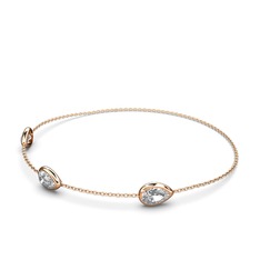 Su Damlası Bilezik - Swarovski 8 ayar rose altın bilezik (17 cm gümüş rolo zincir) #1red215