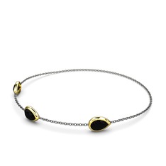 Su Damlası Bilezik - Siyah zirkon 18 ayar altın bilezik (17 cm gümüş rolo zincir) #1sktwxe