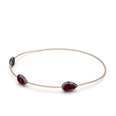 Garnet 925 ayar siyah rodyum kaplama gümüş bilezik (17 cm rose altın rolo zincir)