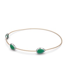 Su Damlası Bilezik - Kök zümrüt 18 ayar beyaz altın bilezik (17 cm gümüş rolo zincir) #1x2irj