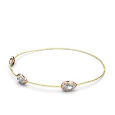 Su Damlası Bilezik - Swarovski 18 ayar rose altın bilezik (17 cm altın rolo zincir) #1yenlsy