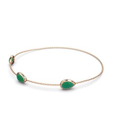 Su Damlası Bilezik - Kök zümrüt 18 ayar rose altın bilezik (17 cm rose altın rolo zincir) #81myo8