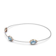 Su Damlası Bilezik - Akuamarin 8 ayar rose altın bilezik (17 cm beyaz altın rolo zincir) #9ru36f