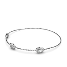 Swarovski 8 ayar beyaz altın bilezik (17 cm gümüş rolo zincir)