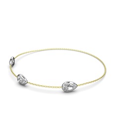 Su Damlası Bilezik - Beyaz zirkon 925 ayar gümüş bilezik (17 cm altın rolo zincir) #c05szf