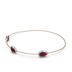 Su Damlası Bilezik - Kök yakut 14 ayar beyaz altın bilezik (17 cm rose altın rolo zincir) #g3vao8