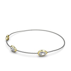 Swarovski 8 ayar altın bilezik (17 cm gümüş rolo zincir)