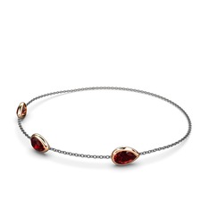 Garnet 8 ayar rose altın bilezik (17 cm gümüş rolo zincir)