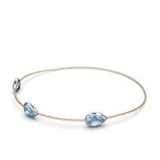 Su Damlası Bilezik - Akuamarin 14 ayar beyaz altın bilezik (17 cm gümüş rolo zincir) #l4iwuu