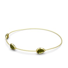 Su Damlası Bilezik - Peridot 925 ayar altın kaplama gümüş bilezik (17 cm altın rolo zincir) #mv45uk