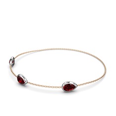Garnet 8 ayar beyaz altın bilezik (17 cm rose altın rolo zincir)