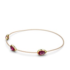 Su Damlası Bilezik - Rodolit garnet 14 ayar altın bilezik (17 cm rose altın rolo zincir) #rgsenq