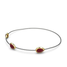 Kök yakut 8 ayar altın bilezik (17 cm gümüş rolo zincir)