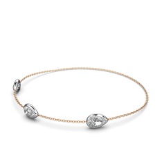 Swarovski 14 ayar beyaz altın bilezik (17 cm rose altın rolo zincir)