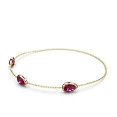Su Damlası Bilezik - Rodolit garnet 14 ayar rose altın bilezik (17 cm altın rolo zincir) #snw93e