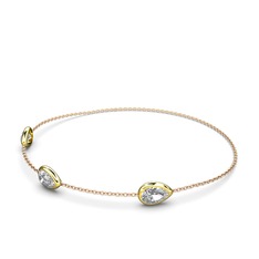 Su Damlası Bilezik - Beyaz zirkon 14 ayar altın bilezik (17 cm rose altın rolo zincir) #ta928q