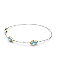 Su Damlası Bilezik - Akuamarin 14 ayar altın bilezik (17 cm beyaz altın rolo zincir) #u6yz5w