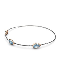 Su Damlası Bilezik - Akuamarin 18 ayar rose altın bilezik (17 cm gümüş rolo zincir) #z6rrtw