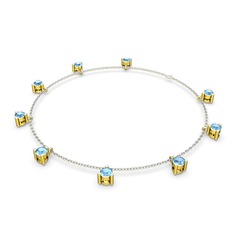 Akuamarin 14 ayar altın bilezik (40 cm beyaz altın rolo zincir)