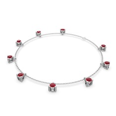 Sallantılı Tektaş Bilezik - Kök yakut 925 ayar gümüş bilezik (40 cm beyaz altın rolo zincir) #15ju7p0