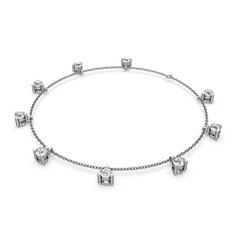Sallantılı Tektaş Bilezik - Swarovski 14 ayar beyaz altın bilezik (40 cm gümüş rolo zincir) #16s51ty