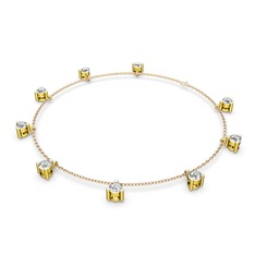 Sallantılı Tektaş Bilezik - Swarovski 14 ayar altın bilezik (40 cm gümüş rolo zincir) #16ww99c