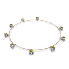 Peridot 18 ayar beyaz altın bilezik (40 cm rose altın rolo zincir)