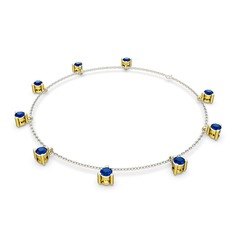 Lab safir 14 ayar altın bilezik (40 cm beyaz altın rolo zincir)