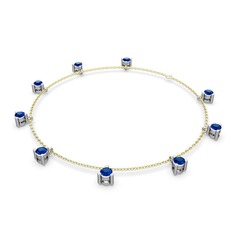 Lab safir 925 ayar gümüş bilezik (40 cm altın rolo zincir)