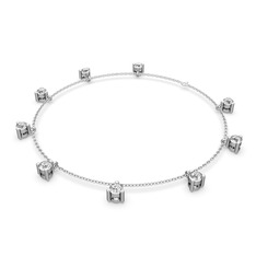 Sallantılı Tektaş Bilezik - Swarovski 8 ayar beyaz altın bilezik (40 cm beyaz altın rolo zincir) #1cmew8n