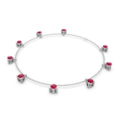 Sallantılı Tektaş Bilezik - Rodolit garnet 18 ayar beyaz altın bilezik (40 cm beyaz altın rolo zincir) #1cnvtsl