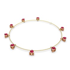 Sallantılı Tektaş Bilezik - Rodolit garnet 18 ayar rose altın bilezik (40 cm altın rolo zincir) #1cttur7
