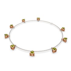 Peridot 14 ayar rose altın bilezik (40 cm beyaz altın rolo zincir)