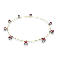 Garnet 8 ayar beyaz altın bilezik (40 cm altın rolo zincir)