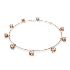 Sallantılı Tektaş Bilezik - Beyaz zirkon 8 ayar rose altın bilezik (40 cm rose altın rolo zincir) #1g8gd1p