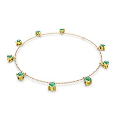 Sallantılı Tektaş Bilezik - Yeşil kuvars 8 ayar altın bilezik (40 cm rose altın rolo zincir) #1jxngw2