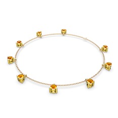 Sallantılı Tektaş Bilezik - Sitrin 14 ayar altın bilezik (40 cm rose altın rolo zincir) #1l89ee8