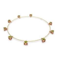 Sallantılı Tektaş Bilezik - Peridot 18 ayar rose altın bilezik (40 cm gümüş rolo zincir) #1mnkibm