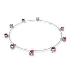 Sallantılı Tektaş Bilezik - Garnet 14 ayar beyaz altın bilezik (40 cm beyaz altın rolo zincir) #1n2pwhm