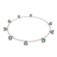 Sallantılı Tektaş Bilezik - Yeşil kuvars 925 ayar gümüş bilezik (40 cm rose altın rolo zincir) #1r39oj3