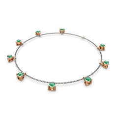 Sallantılı Tektaş Bilezik - Yeşil kuvars 8 ayar rose altın bilezik (40 cm gümüş rolo zincir) #1t5hsps