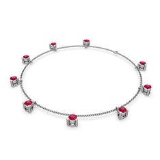 Sallantılı Tektaş Bilezik - Rodolit garnet 8 ayar beyaz altın bilezik (40 cm gümüş rolo zincir) #1uaygiz