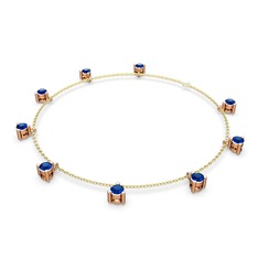 Lab safir 14 ayar rose altın bilezik (40 cm altın rolo zincir)