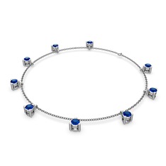 Lab safir 18 ayar beyaz altın bilezik (40 cm gümüş rolo zincir)