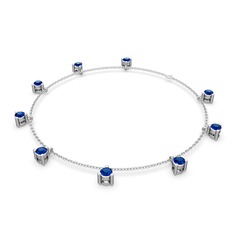 Sallantılı Tektaş Bilezik - Lab safir 14 ayar beyaz altın bilezik (40 cm beyaz altın rolo zincir) #50589r
