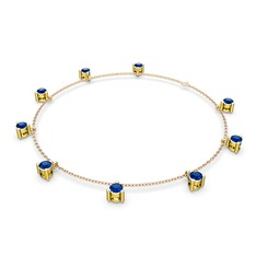 Lab safir 18 ayar altın bilezik (40 cm gümüş rolo zincir)